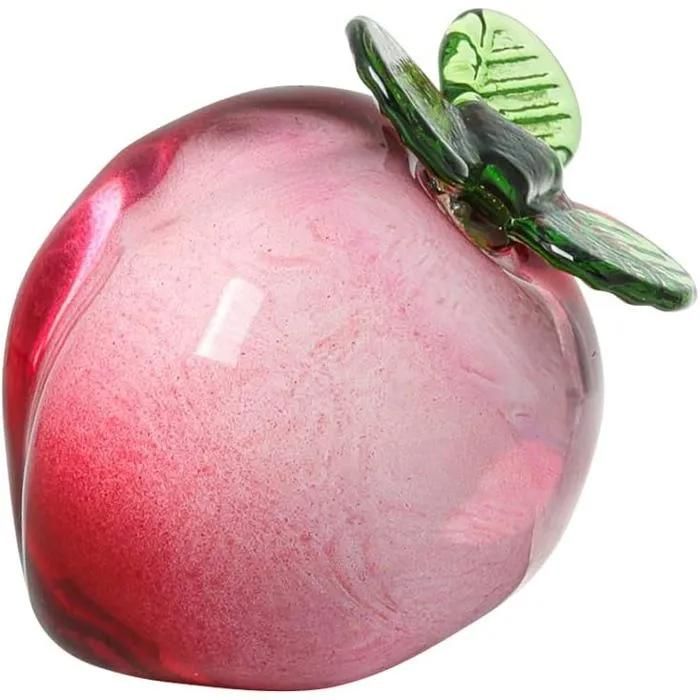 Presse-papier en cristal de pêche rose figurine décorative en verre ornement de table pour salon bureau étagère