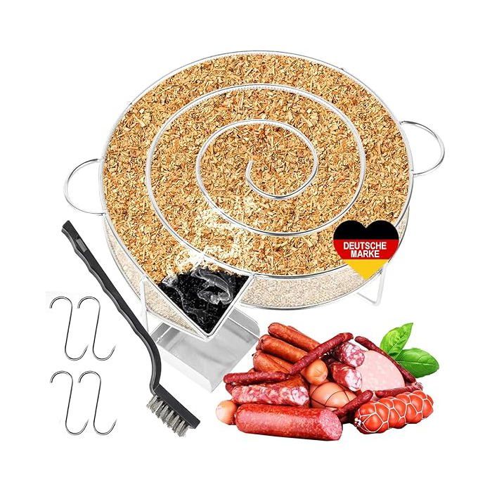 Générateur de fumée froide - Escargot avec 4 ets de fumage et 1 brosse de netage - Escargot en acier ino USTENSILE BARBECUE PLANCHA
