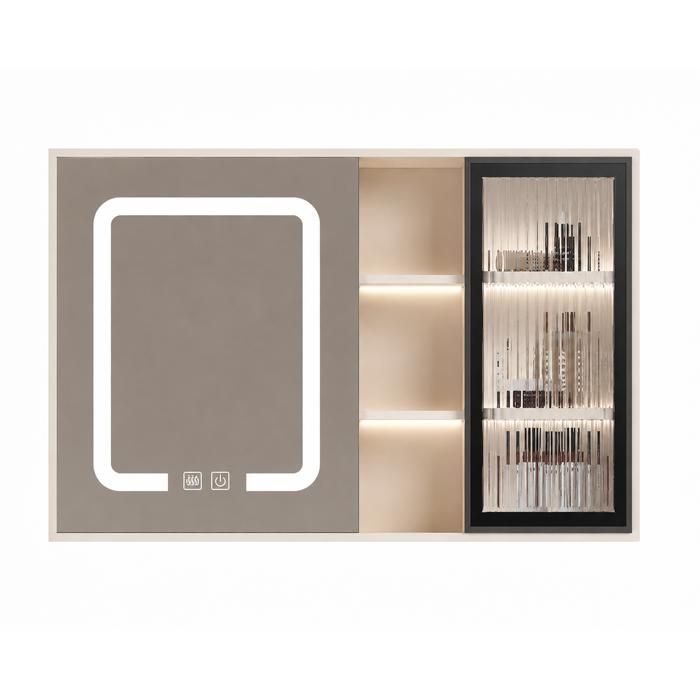 Armoire miroir LED salle de bain kaki - 100 cm - CYLIA Armoire miroir LED salle de bain kaki - 100 cm - CYLIA