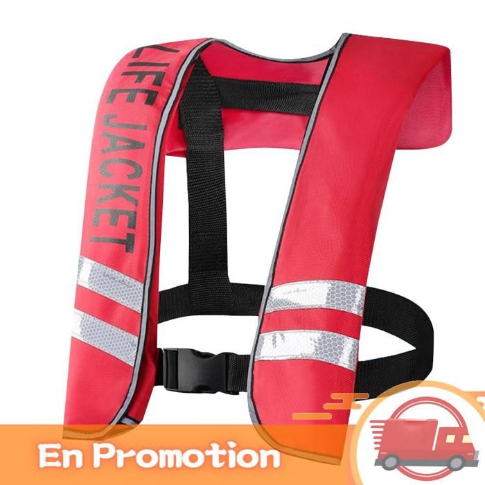 zerone gilet de sauvetage gonflable pour adultes Gilet de sauvetage gonflable automatique pour jouets ressort Noir Manuel rouge