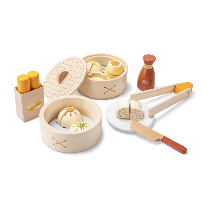 Dinette - NEW CLASSIC TOYS - Ensemble de Dim Sum en bois - Bois - 15 pièces - Dès 3 ans Dinette - NEW CLASSIC TOYS - Ensemble de Dim Sum en bois - Bois - 15 pièces - Dès 3 ans