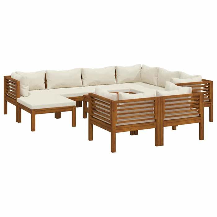 Maison Exclusive - Salon de jardin 10 pcs avec coussin crème Bois dacacia solide