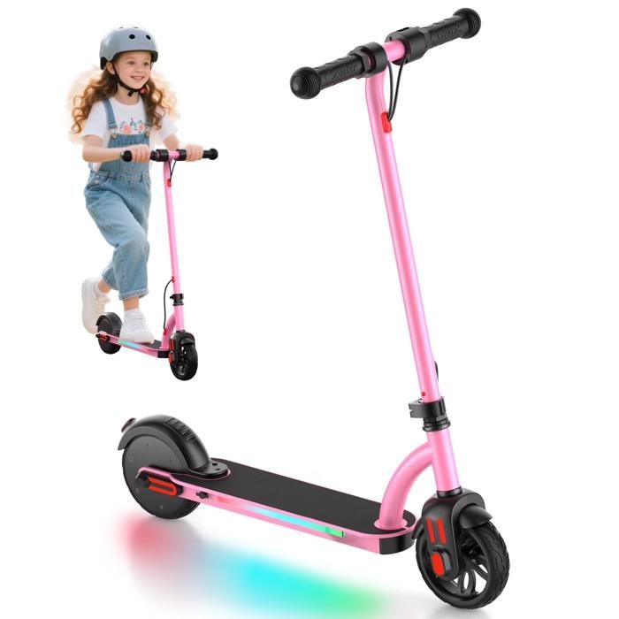 Trottinette Electrique Enfants de 8 à 14 ans-Moteur 150W-Batterie 21.9V 2.6Ah-Autonomie 5-8km-Vitesse Max 16km/h-Rose