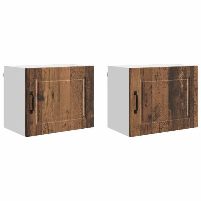 Bois Armoire murale de cuisine avec porte 2 pcs Cabinet/Placard/Vitrine rangement Bois ancien 50x31x40 cm CC3709
