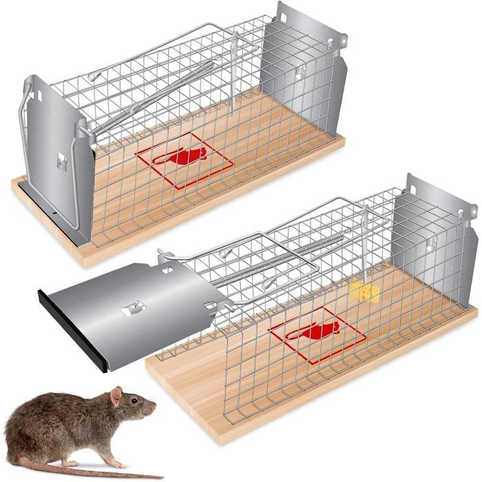 2 Pièces Piege a Souris Vivante Piège de Capture Piege a Rat Cage pour Intérieur Extérieur Jardin Maison Cuisine