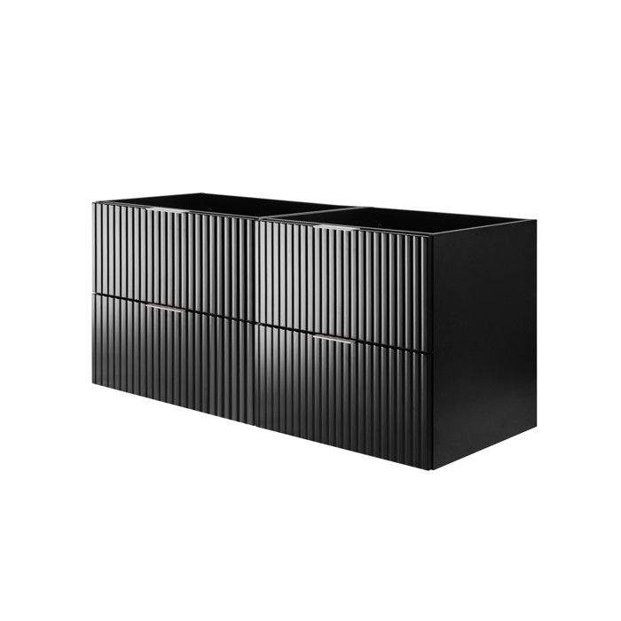 Meuble vasque - 3XE LIVING - 120 cm (2x60) - Noir - Suspendu - 4 tiroirs