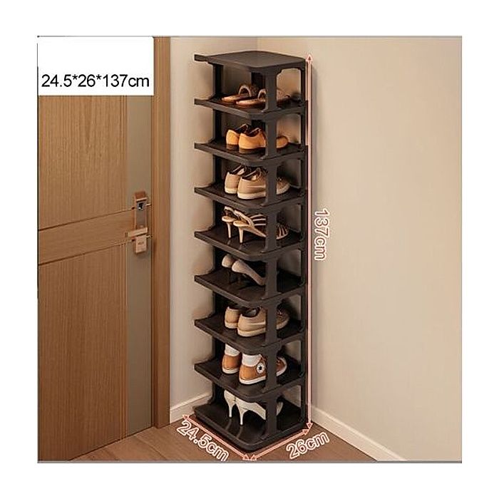 Étagère à chaussures à 9 niveaux pour un rangement peu encombrant dans le couloir et la chambre - Empilable et élégante en noir