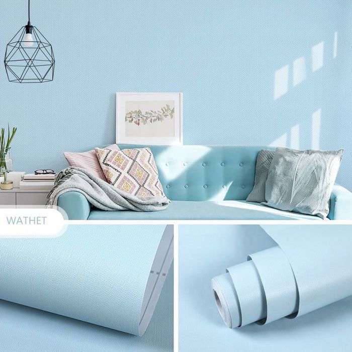 Papier peint autocollant bleu clair 45x10m PVC vinyle imperméable amovible meubles et murs