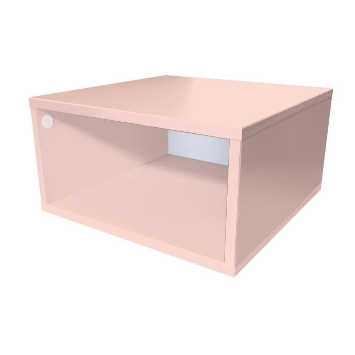 cube de rangement bois largeur 50 cm - couleur - rose pastel, dimensions - 50x50