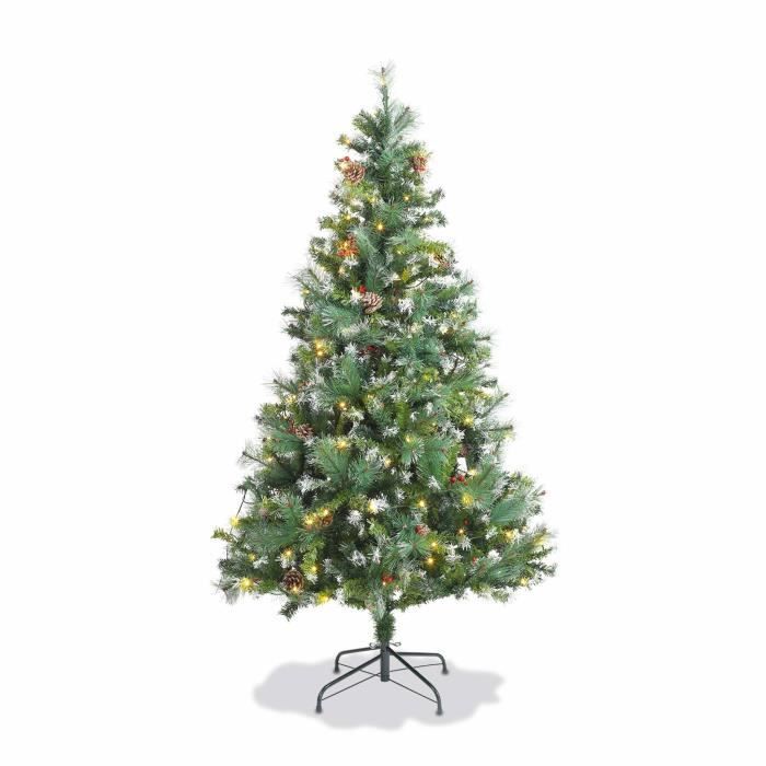 Sapin de Noël artificiel Deluxe de 180 cm avec guirlande lumineuse