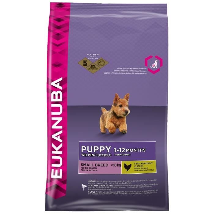 Comparer les prix de Eukanuba - Croquettes au Poulet pour Chiot de Petite Taille - 3Kg
