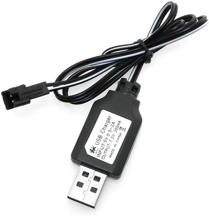 YUNIQUE Cable Cargador USB SM-2P Para Baterías 7.2V Ni-MH De Coches RC – Carga Rápida, Indicador LED Y Protección Contra Sobrecarga