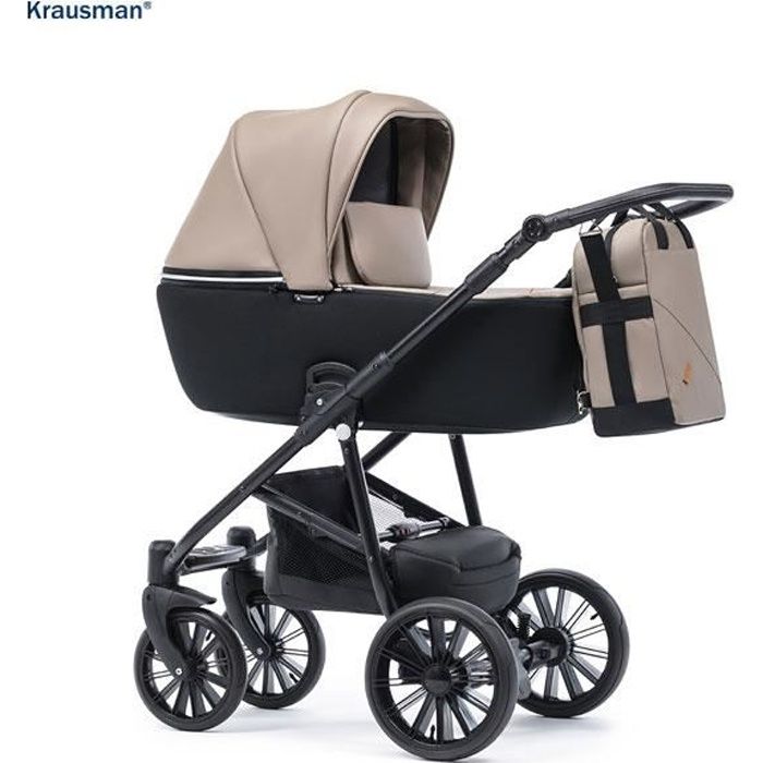 Krausman Poussette Combinée 3 en 1 Verano Lux Beige – Landau, Poussette promenade, Siège auto