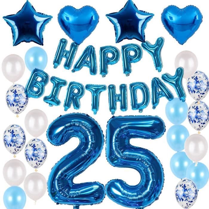 Kit De Decoration D Anniversaire 25 Ans Bleu Homme Garcon Decoration D Anniversaire 25 Ans Ballons Gonflables Banderole Bleue 330 Cdiscount Maison