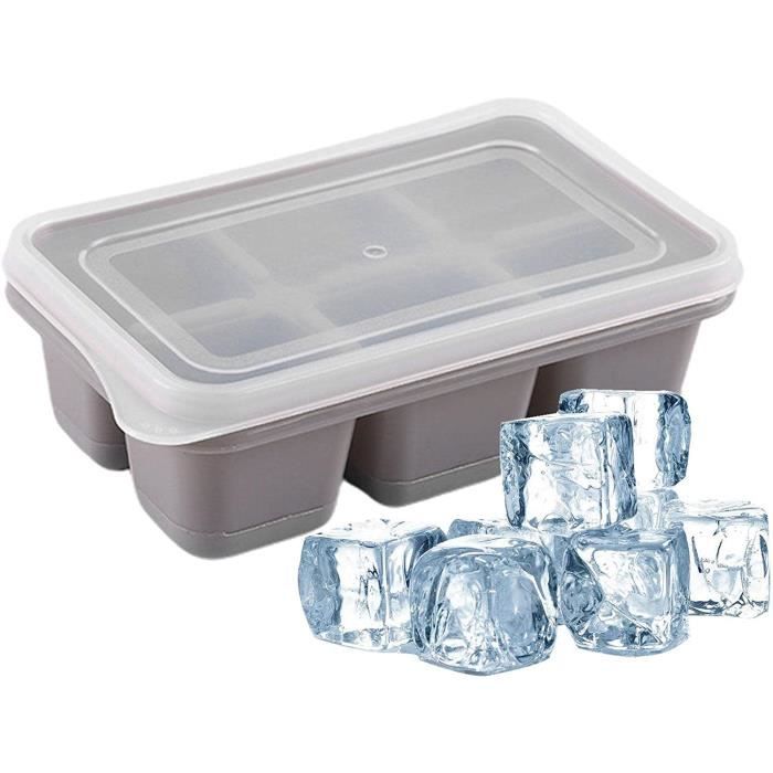 Moule à Glaçons Silicone 2Pcs Avec Couvercle - Glaçons Carrés Grands Pour Cocktails