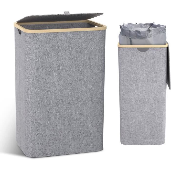 Panier à Linge Avec Couvercle 100 L, Doublure Amovible