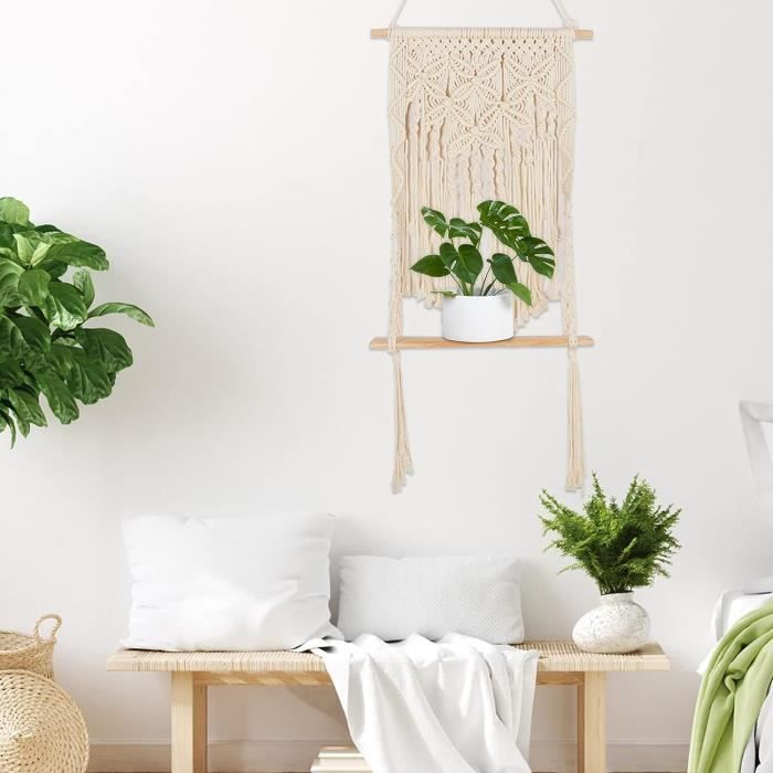 Tenture Murale En Macramé Woyufen - Tapisserie Bohème Tissée à La Main 113x82 Cm Pour Chambre Et Salon