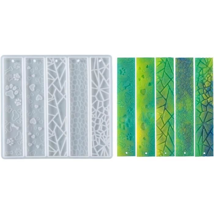 Kit Complet 40pcs Moules Marque-Pages Résine Époxy - 10 Moules Silicone + 30 Glands Colorés Pour Bricolage Créatif