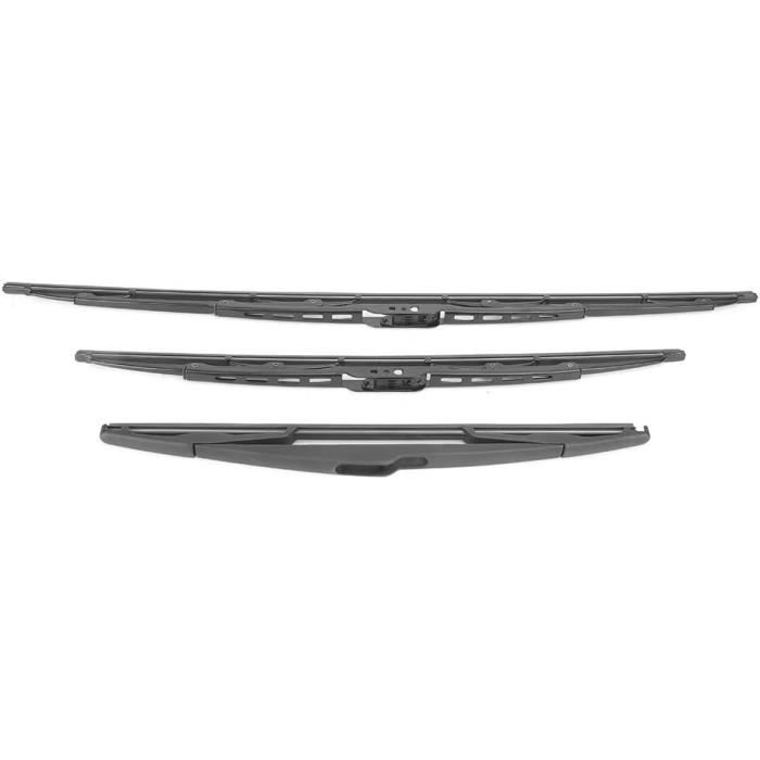 Lot De 2 Balais D'Essuie-Glace Avant + Arrière Jurmann Trade - 650/530 Mm - Anti-Traces, Résistants UV & Intempéries - Compatibles 99% Véhicules Avec Adaptateurs