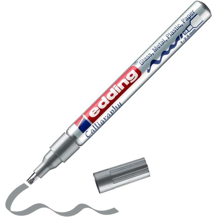 Edding 753 Marqueur Peinture Brillante Calligraphie - Blanc - 1 Marqueur Peinture - Pointe Calligraphique 1-2,5 Mm - Pour Verre, Pierre, Plastique, Papier - Imperméable, Très Opaque - Lettrage, Bujos