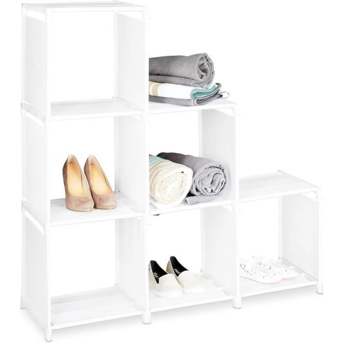 étagère escalier 6 compartiments meuble escalier hxlxp: 109 x 106 x 30 cm, blanc - meuble a chaussures - adulte