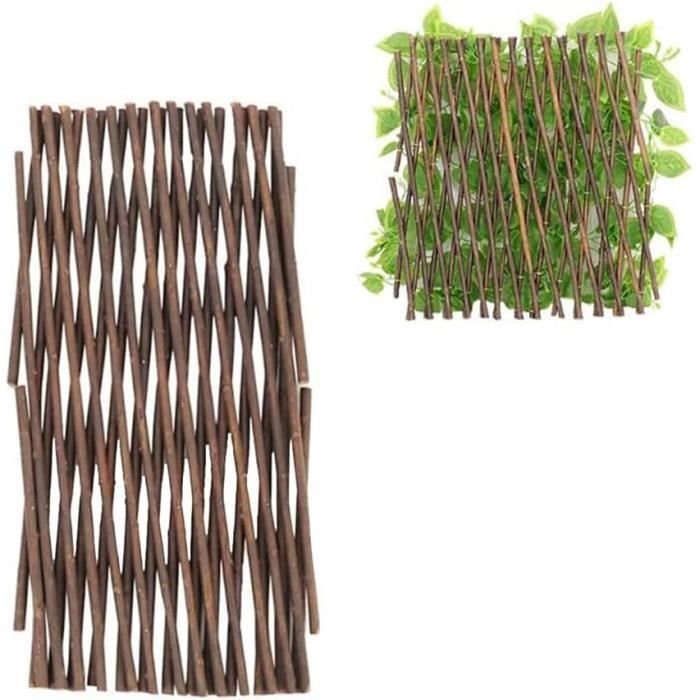 HUIKJI Lot De 2 Treillis De Jardin En Bois Naturel, Treillis En Osier Naturel, Largeur Réglable Pour Chambre, Jardin, Clôture Décorative En Bois - 8