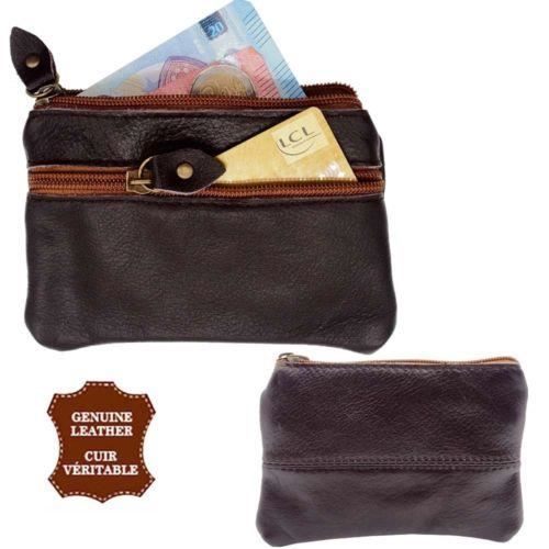 Porte monnaie CUIR Veritable souple 4 compartiments porte clef Hommes femmes