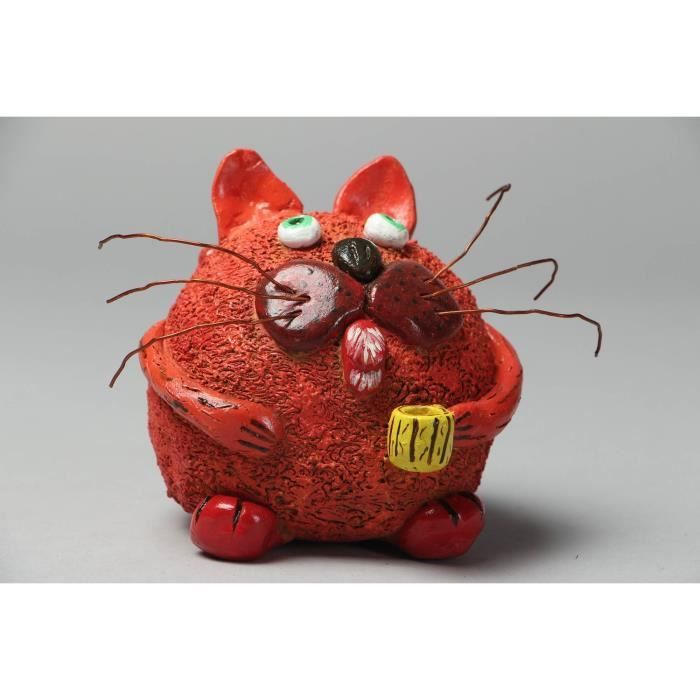 Statuette En Terre Cuite Artisanale Chat Cdiscount Maison