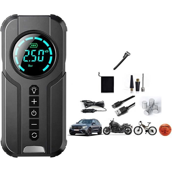HYCHIKA Compresseur D'air Portatif 18V – Gonfleur Pneus Voiture Avec Batterie 2.0A Et Chargeur
