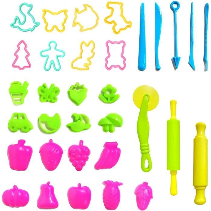 MXTIMWAN 24 Accessoires Pâte à Modeler – Moules, Rouleau, Formes – Set Enfant Multicolore – Dès 3 Ans