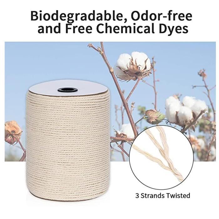 Cordon En Coton Macramé Beige 8 Mm X 30 M - Pour Bricolage, Accroche-plantes, Décoration, Tissage