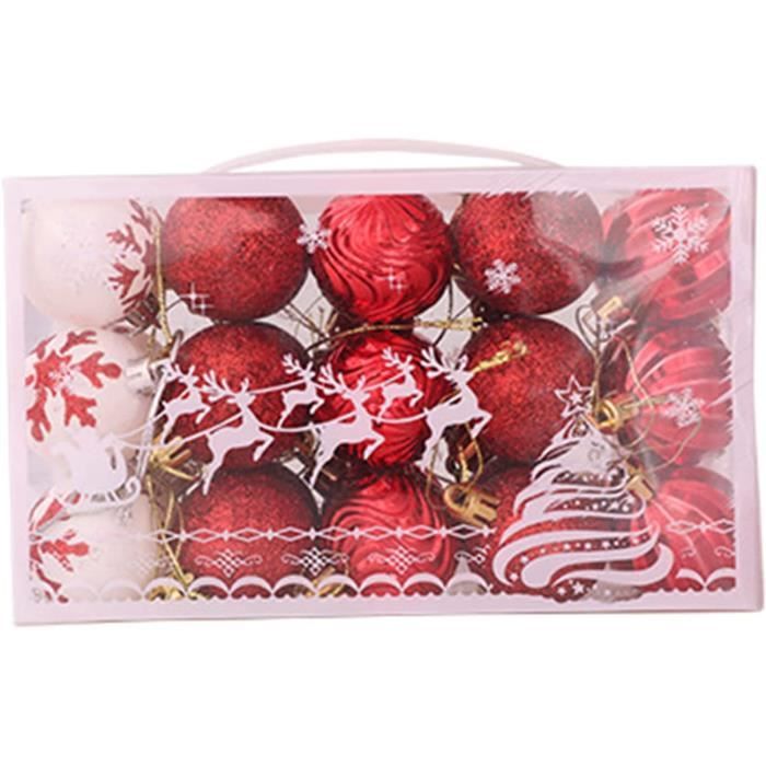 Lot De 42 Boules De Noël Incassables 6 Cm – Rouge, Vert, Blanc Pour Sapin Festif Et Durable