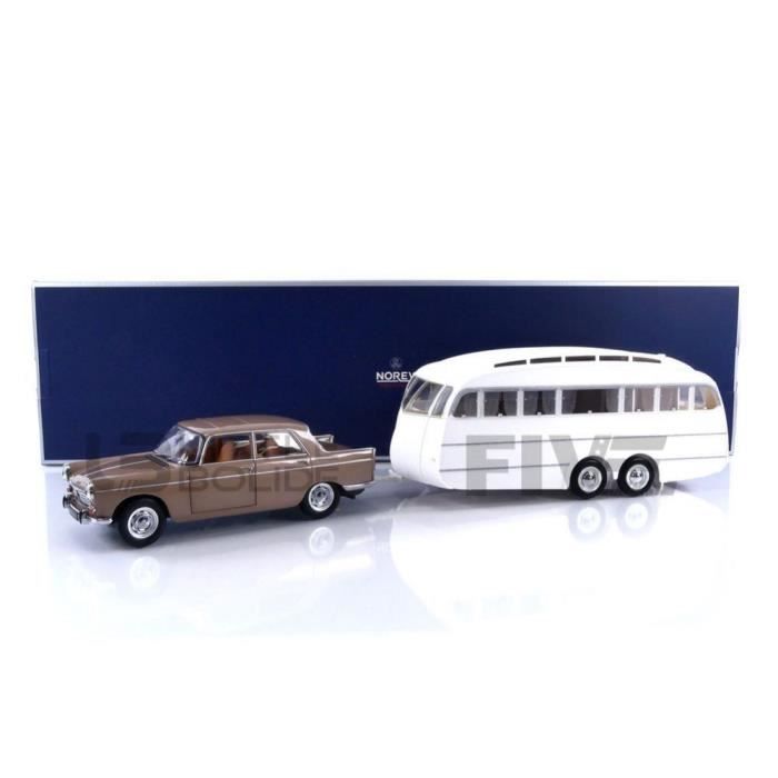 Modèle réduit Peugeot 404 1965 Brun Métallisé Avec Caravane Hénon 1/18