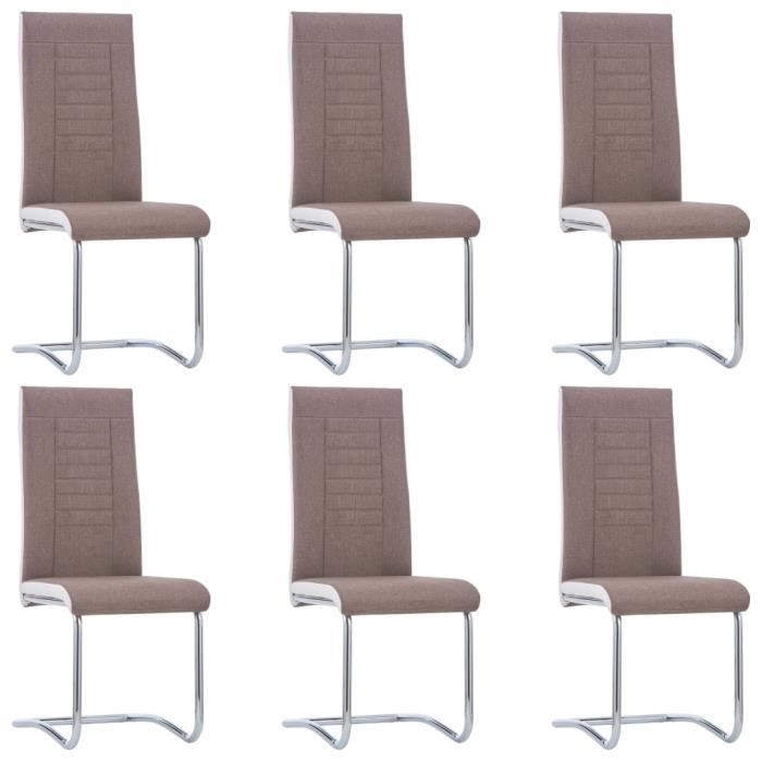Chaises de salle à manger 6 pcs Chaise à dîner Marron Tissu - Cdiscount