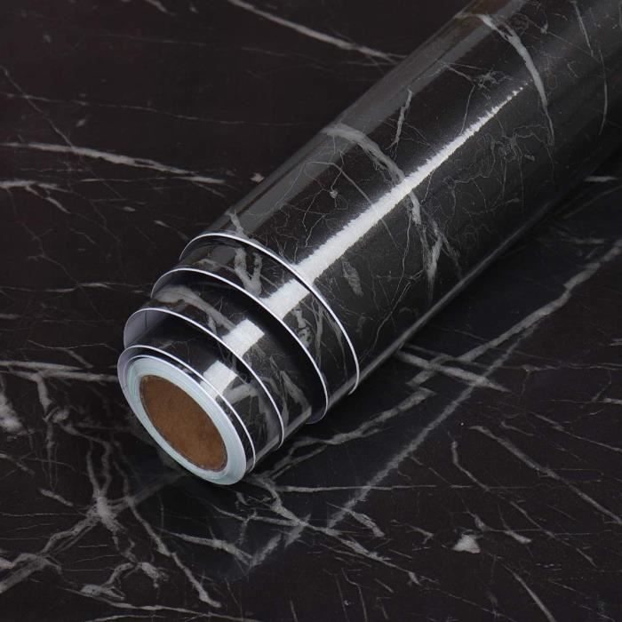Papier Adhesif Pour Meuble Texture Marbre Noir Brillant 40 Cm X 300 Cm  Autocollant Adhesif Meuble Papier Peint Adhesif Imperm[u719] - Cdiscount  Bricolage