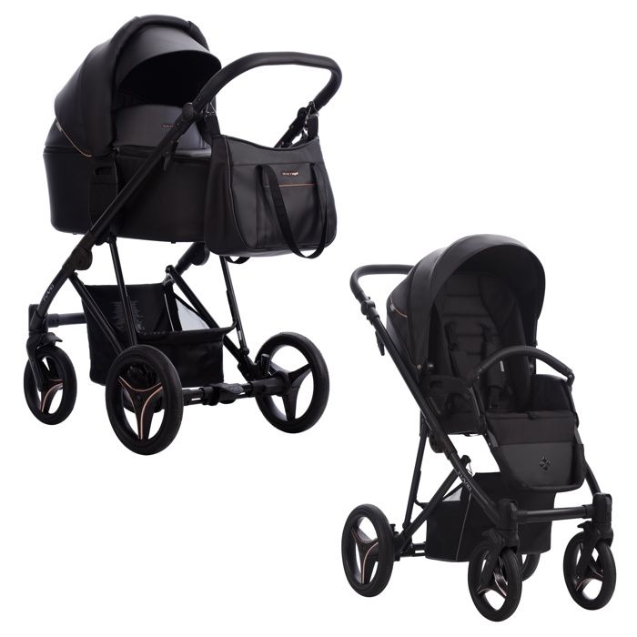 Poussette combinée 2 en 1 Flavio PRO - Noir - Landau, poussette promenade - Livrée avec ses accessoires.