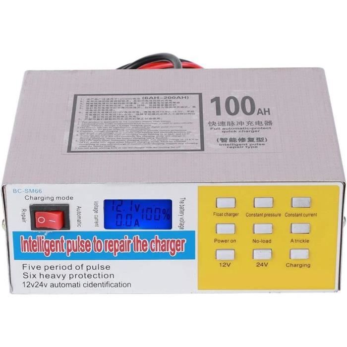 Chargeur Batterie Voiture 10A Intelligent - 12V/24V Automatique - Avec Désulfation - Pour Auto, Moto, Bateau