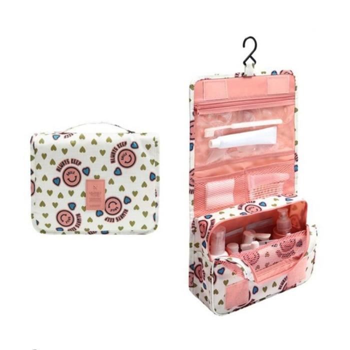 Trousse de Toilette Voyage Femme et Homme Sac /à Cosm/étiques Pliable Imperm/éable Multifonctions en Cuir PU Bojly Sac de Maquillage