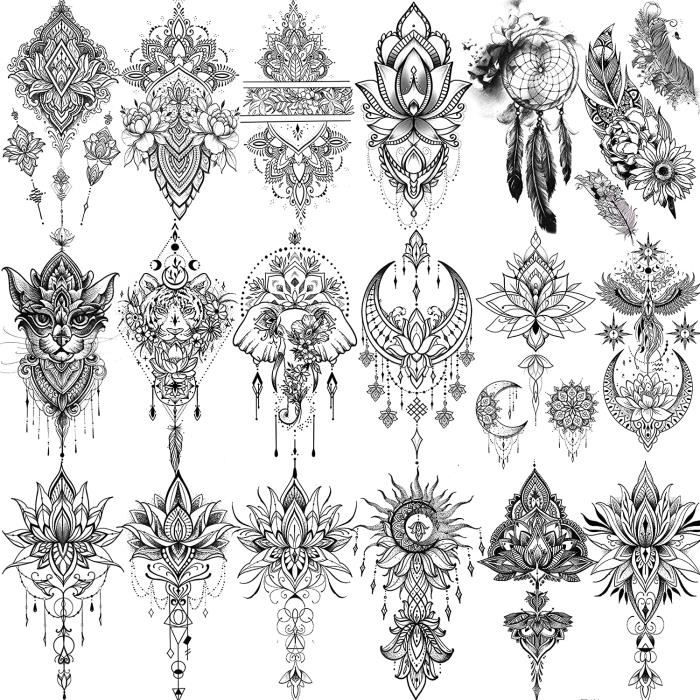 Coktak 18 Feuilles Sexy Tatouages Ephemere Femmes Lune Tigre Cou Dos Bras Eacute Tanche Bohecirc Me Chat Eacute Leacute Phant F Cdiscount Au Quotidien