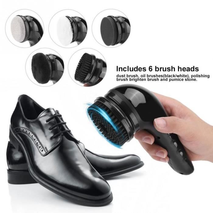 QFFL Cireuse À Chaussures Professionnelle avec Brosse Rotative, Brosse de Cirage, Brosse de Nettoyage, Distributeur de Crème pour Chaussures Amovible (Color : Black