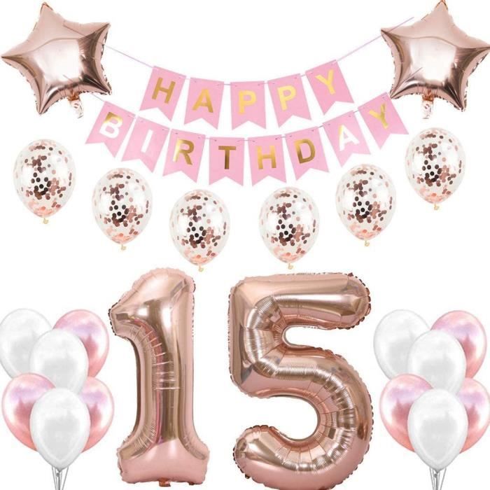 Lot De 15 Ballons De Decoration D Anniversaire Or Rose 15 Ans Decoration D Anniversaire Pour Fille Or Rose Ballons Chiffre Cdiscount Maison Lot De 15 Ballons De Decoration D Anniversaire Or Rose 15 Ans Decoration D Anniversaire Pour Fille Or Rose Ballons Chiffre Cdiscount Maison