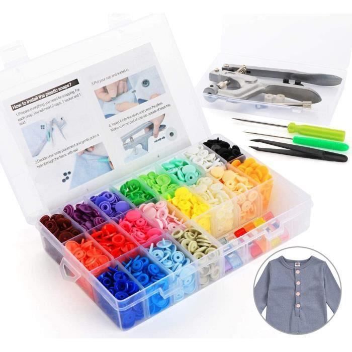 Kit De 400 Boutons Pression Plastiques Cztech - Taille T5 (12mm) - 20 Coloris Différents - Pour Vêtements