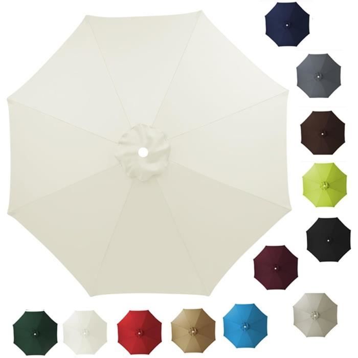 Auvent De Rechange Pour Parasol De Terrasse De 3.0m, Toile De Rechange De 6 Baleines-8 Baleines