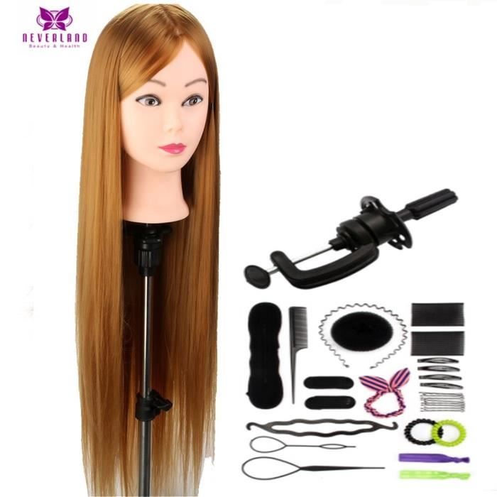 26 Tête à Coiffer Coiffure Professionnel,100% Synthétique  Cheveux,Cosmétologie Mannequin Poupée pour le Salon avec Support F132 -  Cdiscount Jeux - Jouets