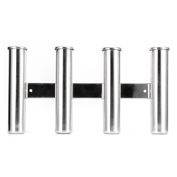 KIMISS Support de canne à pêche à 3 tubes, pour bateau, camion, camping-car, triple tige en acier inoxydable avec barre d'outils, organisateur de canne à pêche, support de canne à pêche en métal