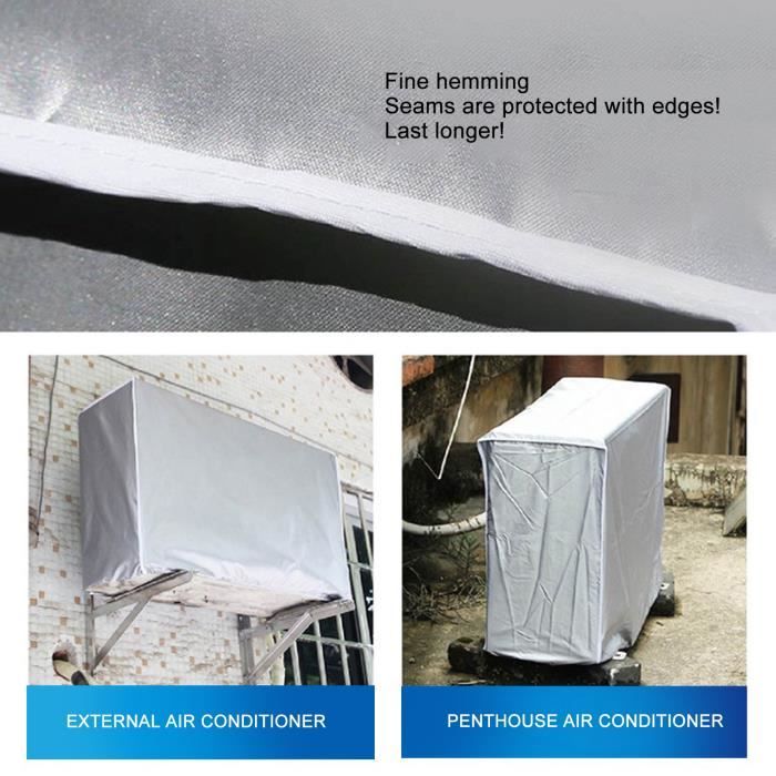 Housse De Protection Climatiseur Extérieur - Feuille Aluminium, Isolation Thermique, Tailles 85x40 Cm à 145x45 Cm, Sangles Ajustables - 9