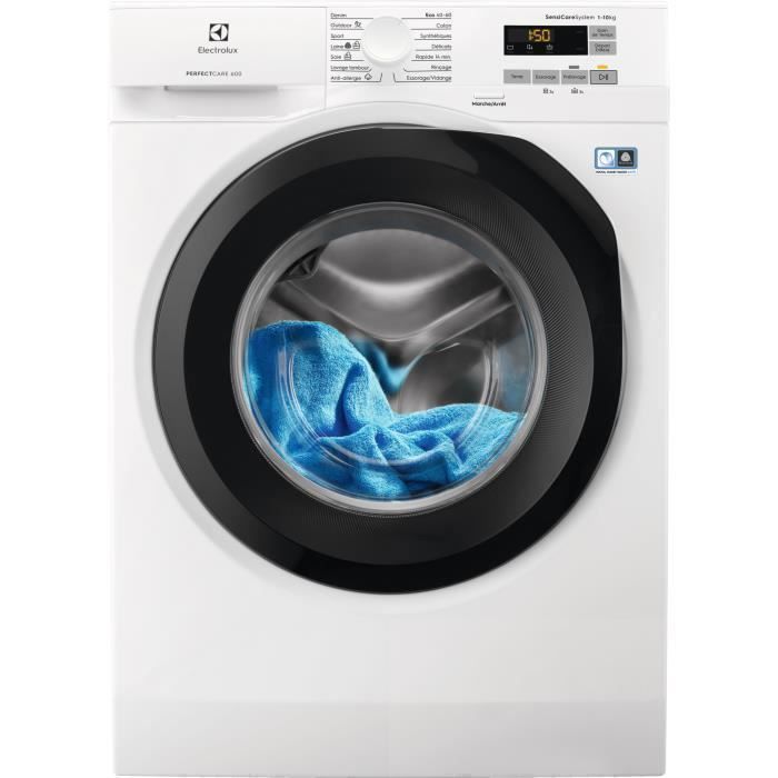 Lave-linge hublot Electrolux - 10 kg - Vapeur - Induction - 1400 trs/min - Classe A - Blanc - EW6F1437AS