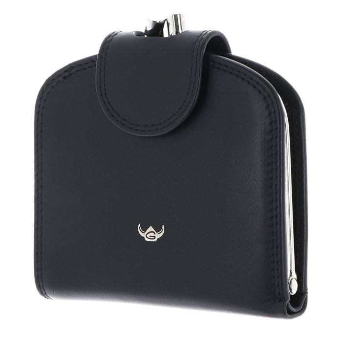 Portefeuille Porte-Monnaie Vintage Golden Head En Cuir Noir - Occasion
