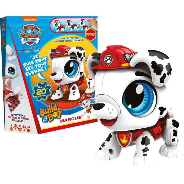 La Pat'Patrouille Marcus Build A Bot Jeu de Construction Jouet Interactif Construis Ton Propre Chiot Robot Pour Enfants à Partir de Apprentissage du Son Piles Non Incluses 20 Pièces
