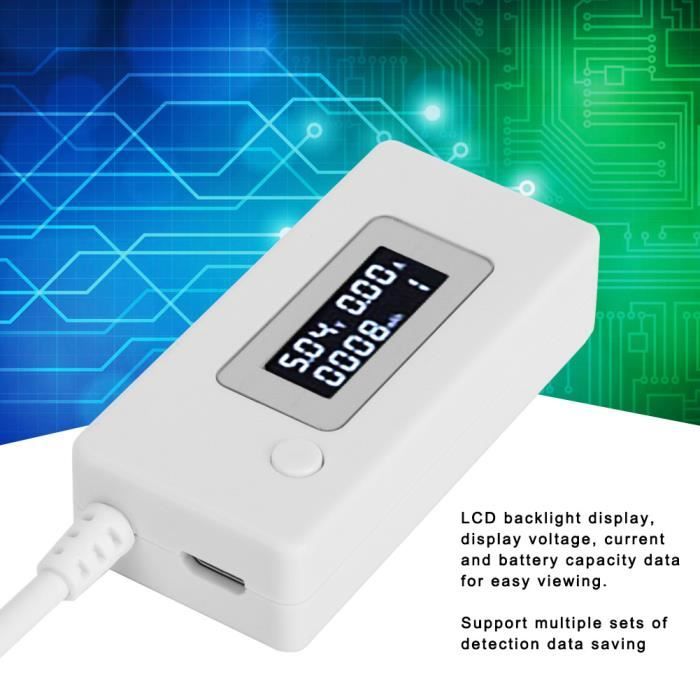 Testeur USB FNAC-28 4-24V 6.5A - Voltmètre Ampèremètre USB-C Compteur Puissance Charge Rapide